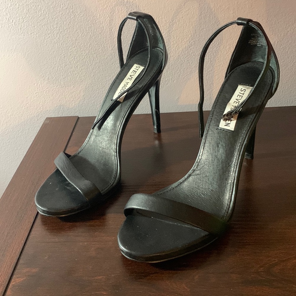 Steve Madden black strap stilettos